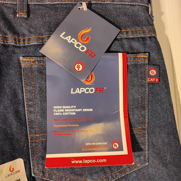 LAPCO FR jeans mens 34x30 blue denim D-PIND  CAT 2 flame resistant straight leg - Picture 3 of 9